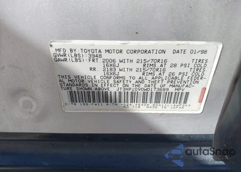 1998 Toyota Rav4 from USA, damaged, VIN JT3HP10V0W0173689